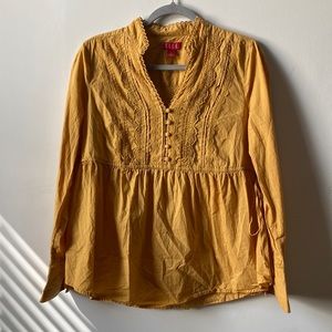 Elle Mustard Embroidered Top M